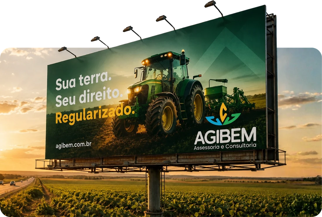 Outdoor da AGIBEM na rodovia, marca criada pela Hypearts