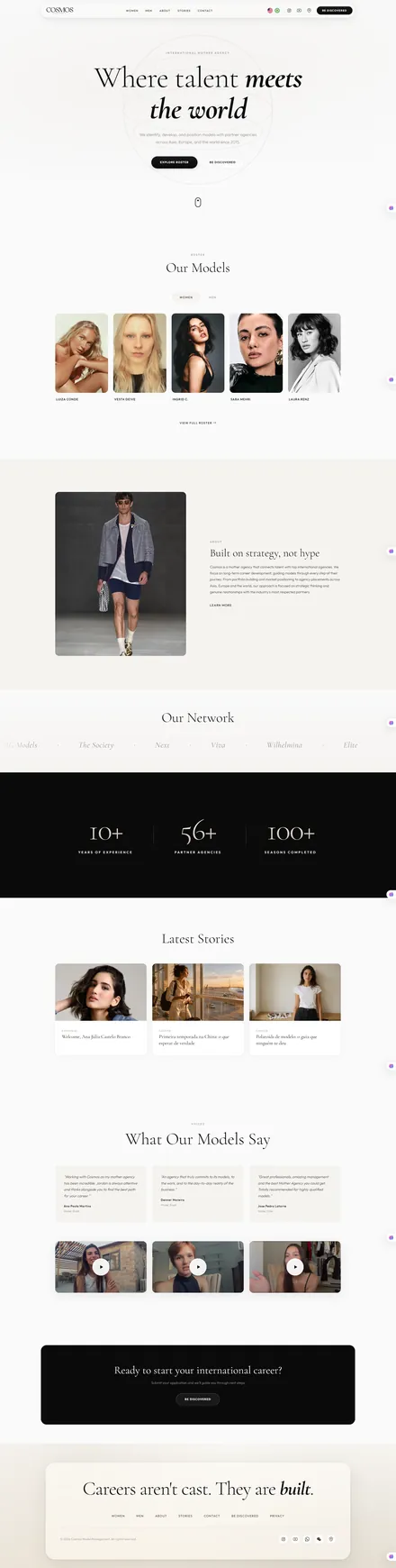 Site da Cosmos Model Management feito pela Hypearts