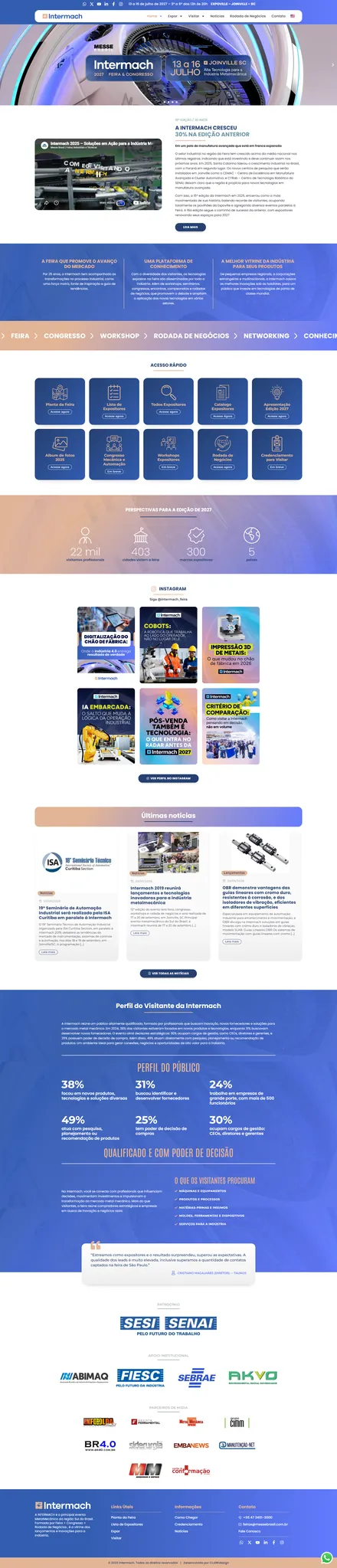 Site da Intermach feito pela Hypearts