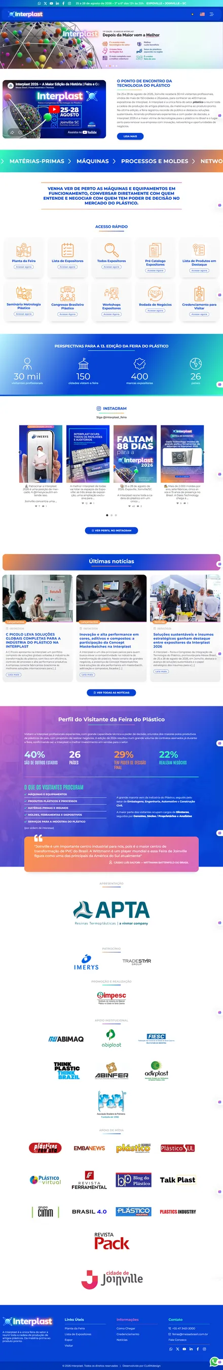 Site da Interplast feito pela Hypearts