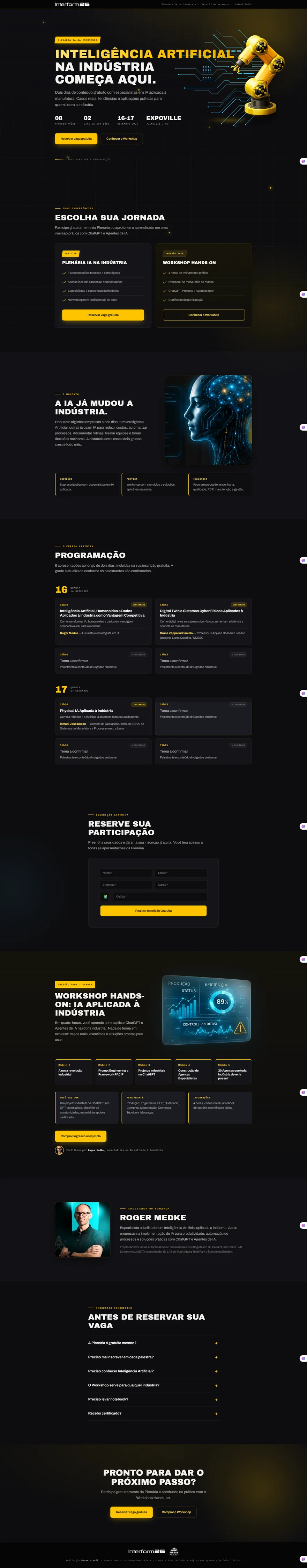 Site da Plenária IA do Interform feito pela Hypearts